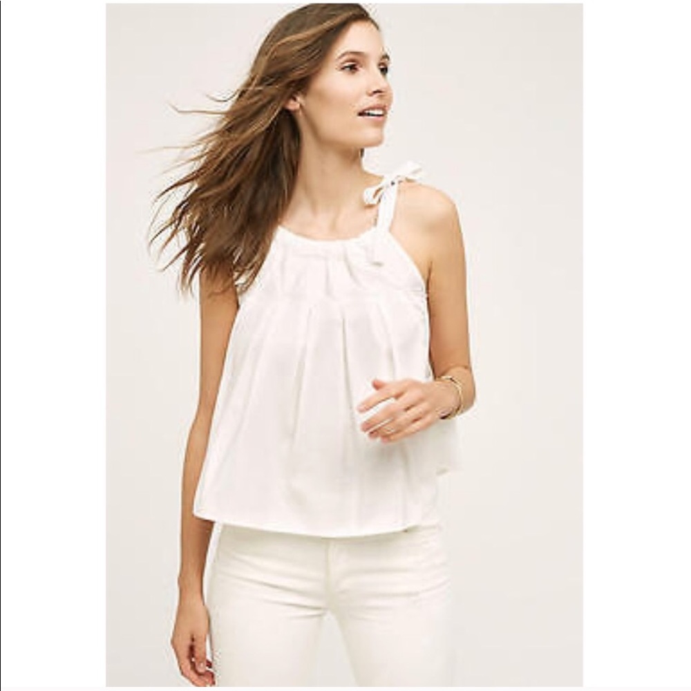 Anthropologie Maeve White Tie Strap Tank Size M